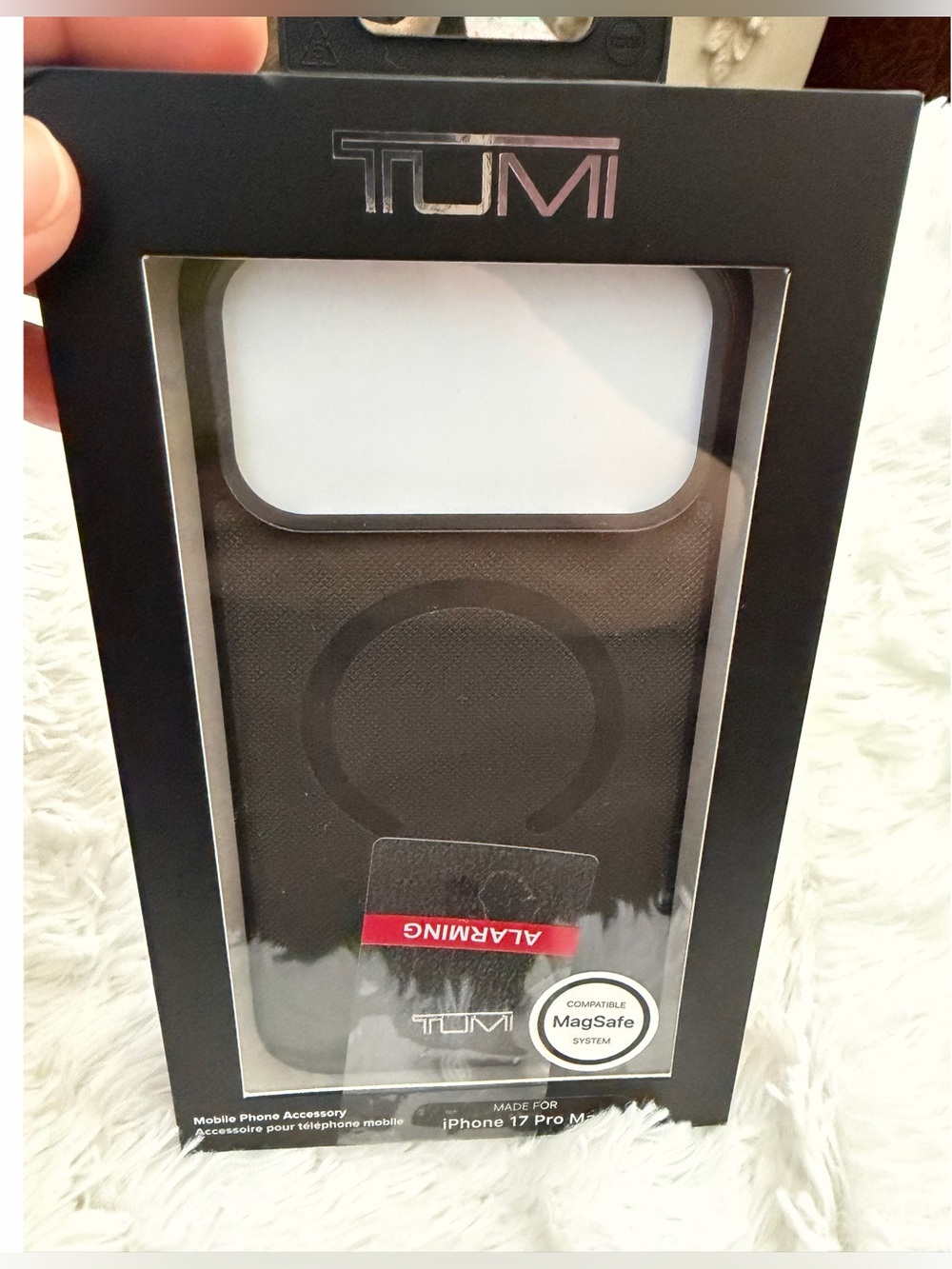 Tumi Black Phone Case with White Logo Accent